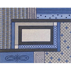Blue and gray geometric tallit