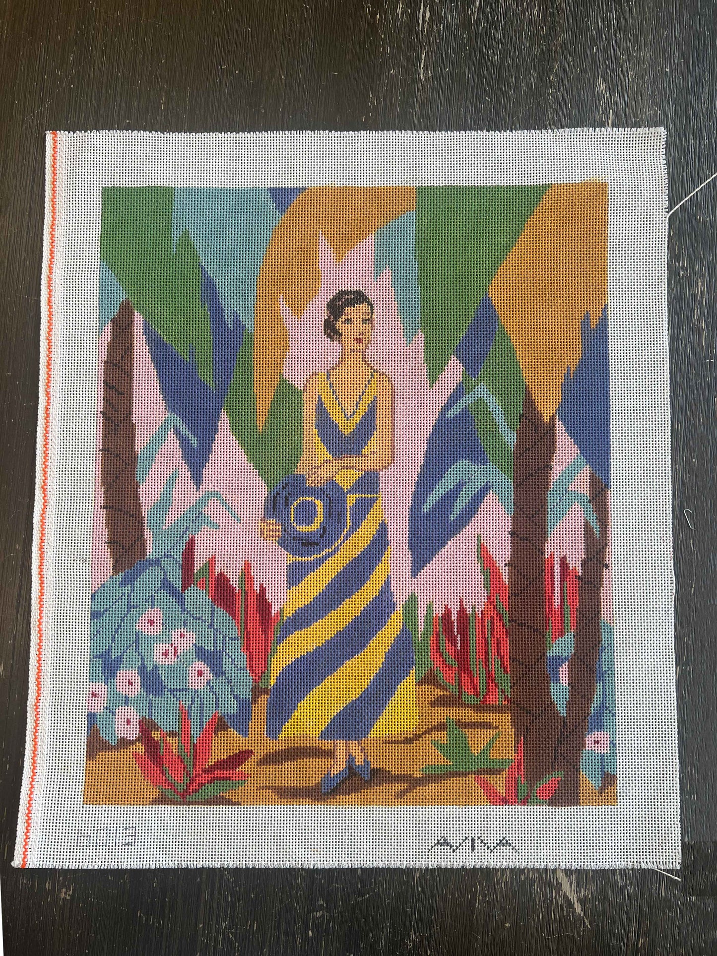 Vintage Aviva Canvas - Woman Holding a Hat