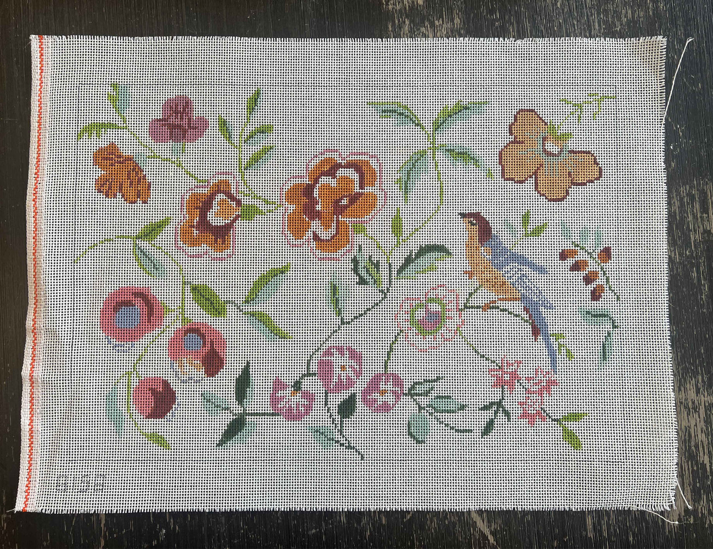 Vintage Aviva Canvas - Orange Flowers #2