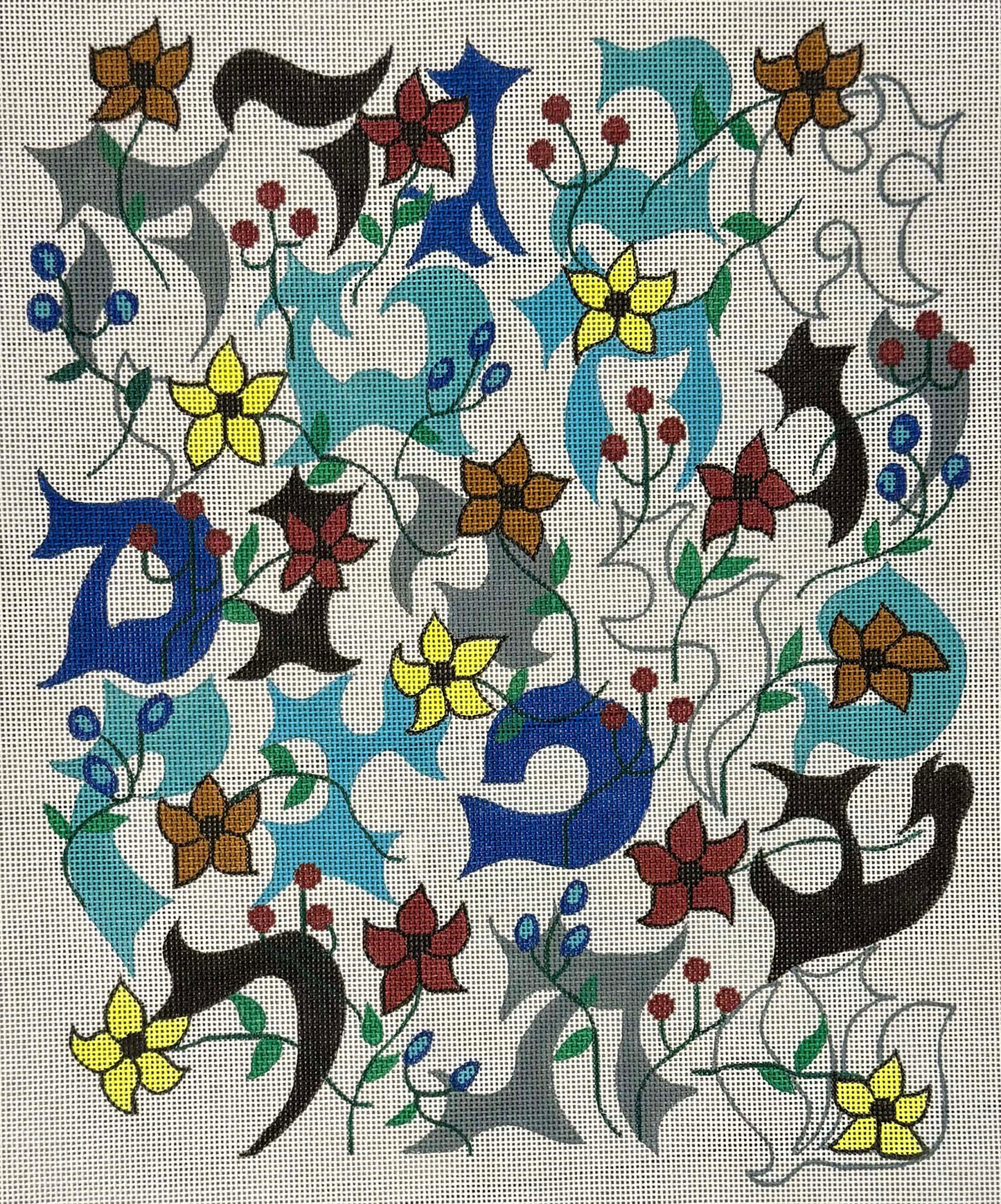 Large Aleph Bet with Flowers