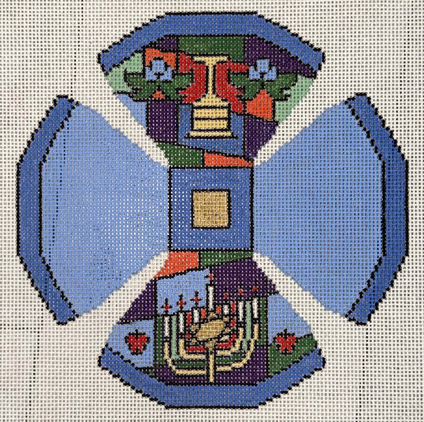 Blue and Geometric Kippa