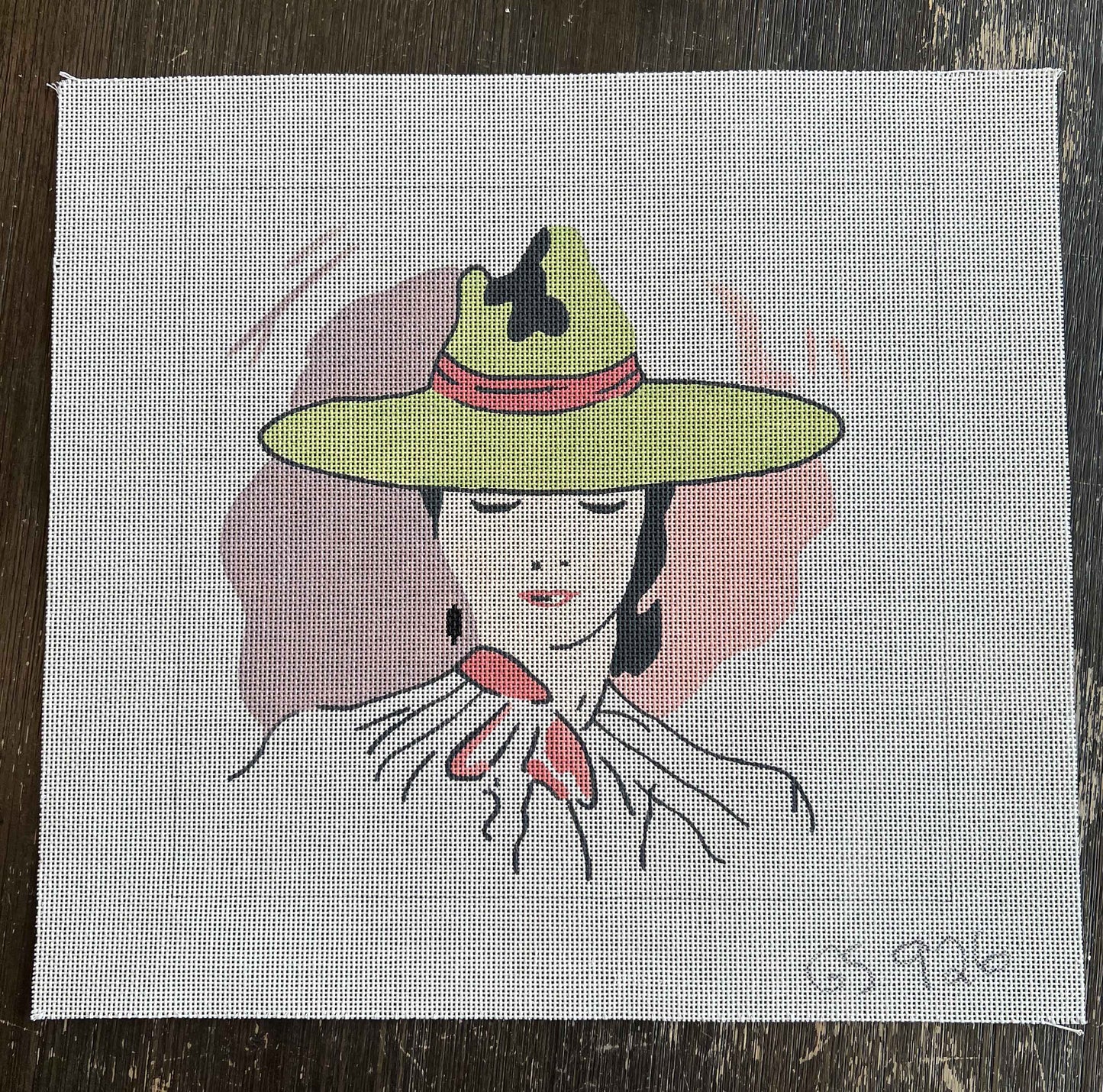 Vintage Canvas - Woman with Green Hat