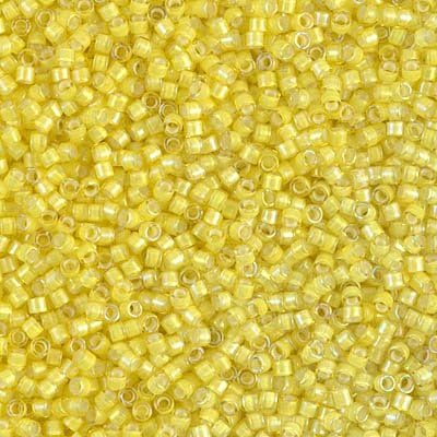 Delica Beads White Lined Yellow DB1776