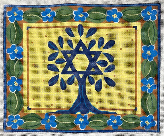 Tree of Life Tallit with green leaves