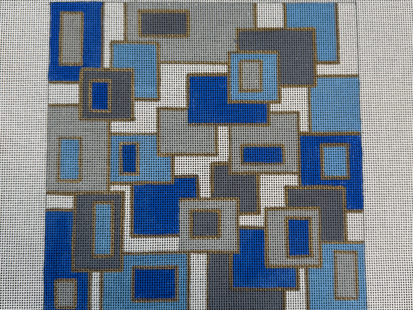 Blue/Gray geometric tallit