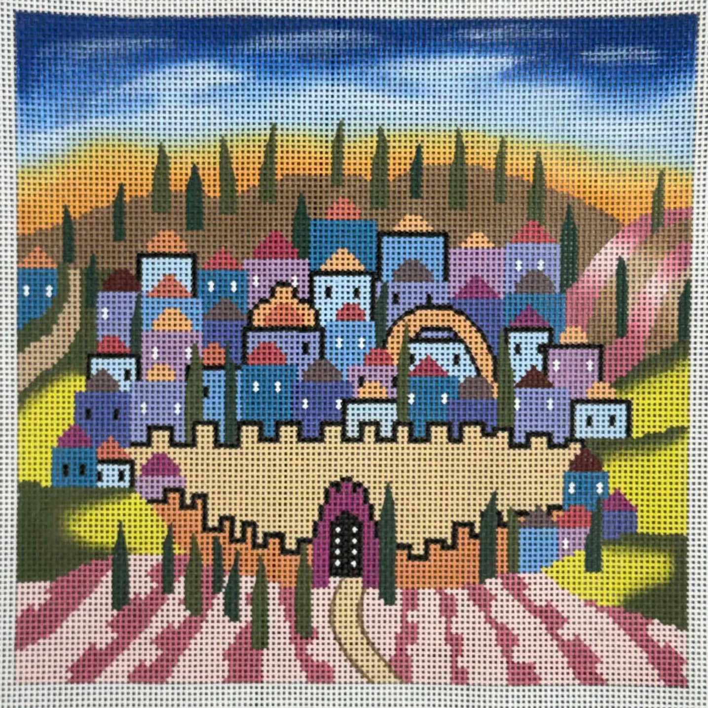 Jerusalem and Its Fields Tefillin by Lee's Needleworks