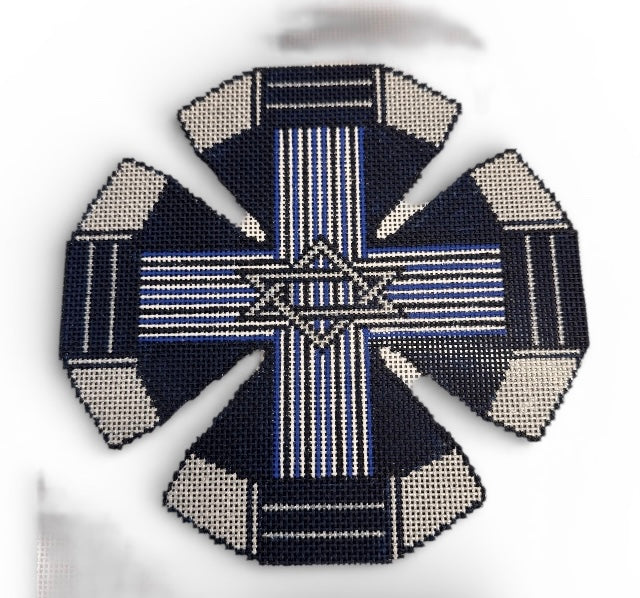 Blue White Striped Kippa