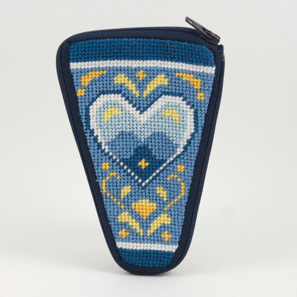 Blue & White Hearts Scissor Case Stitch & Zip