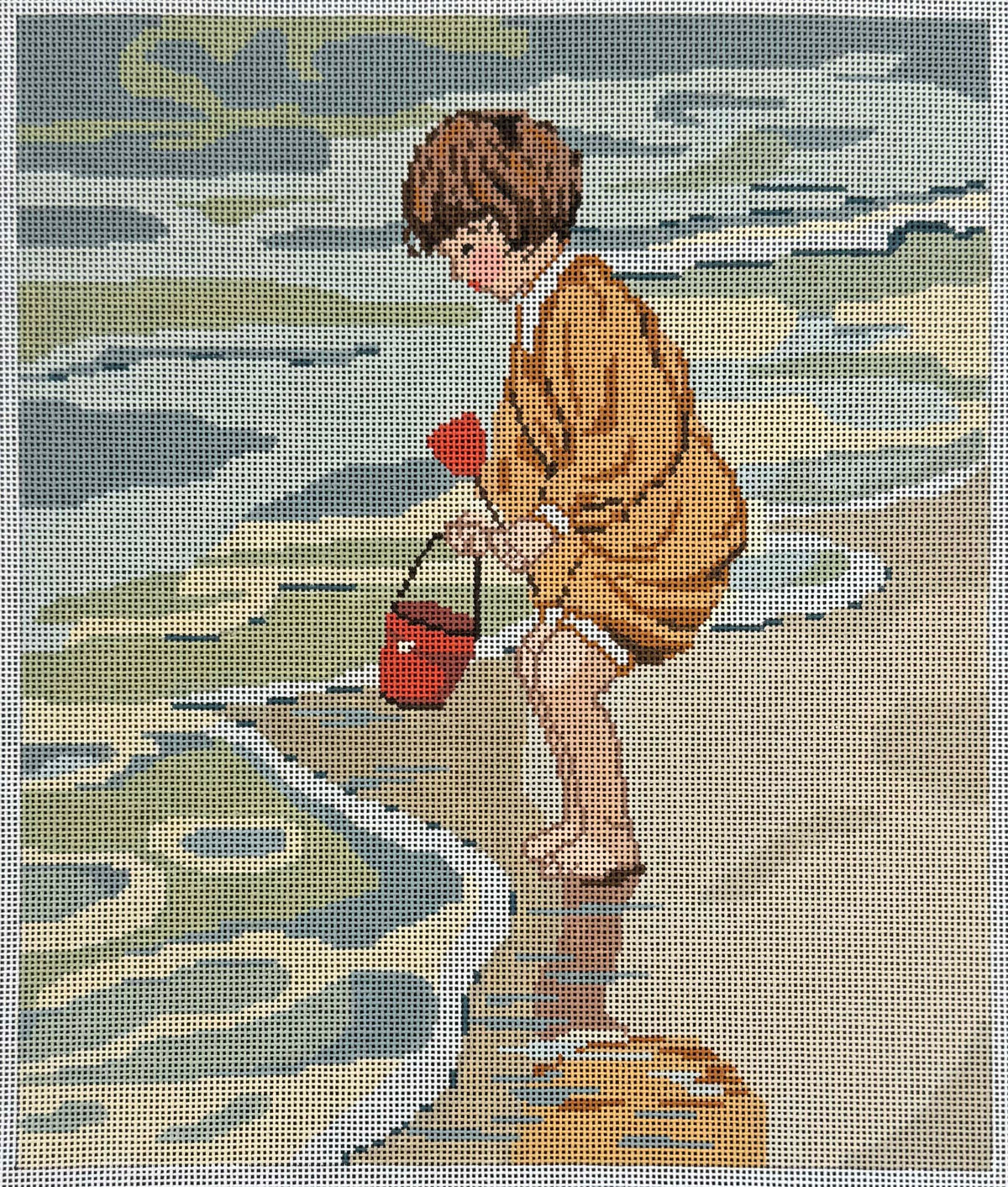 Vintage Aviva Canvas - A Boy on the Beach with a Pail