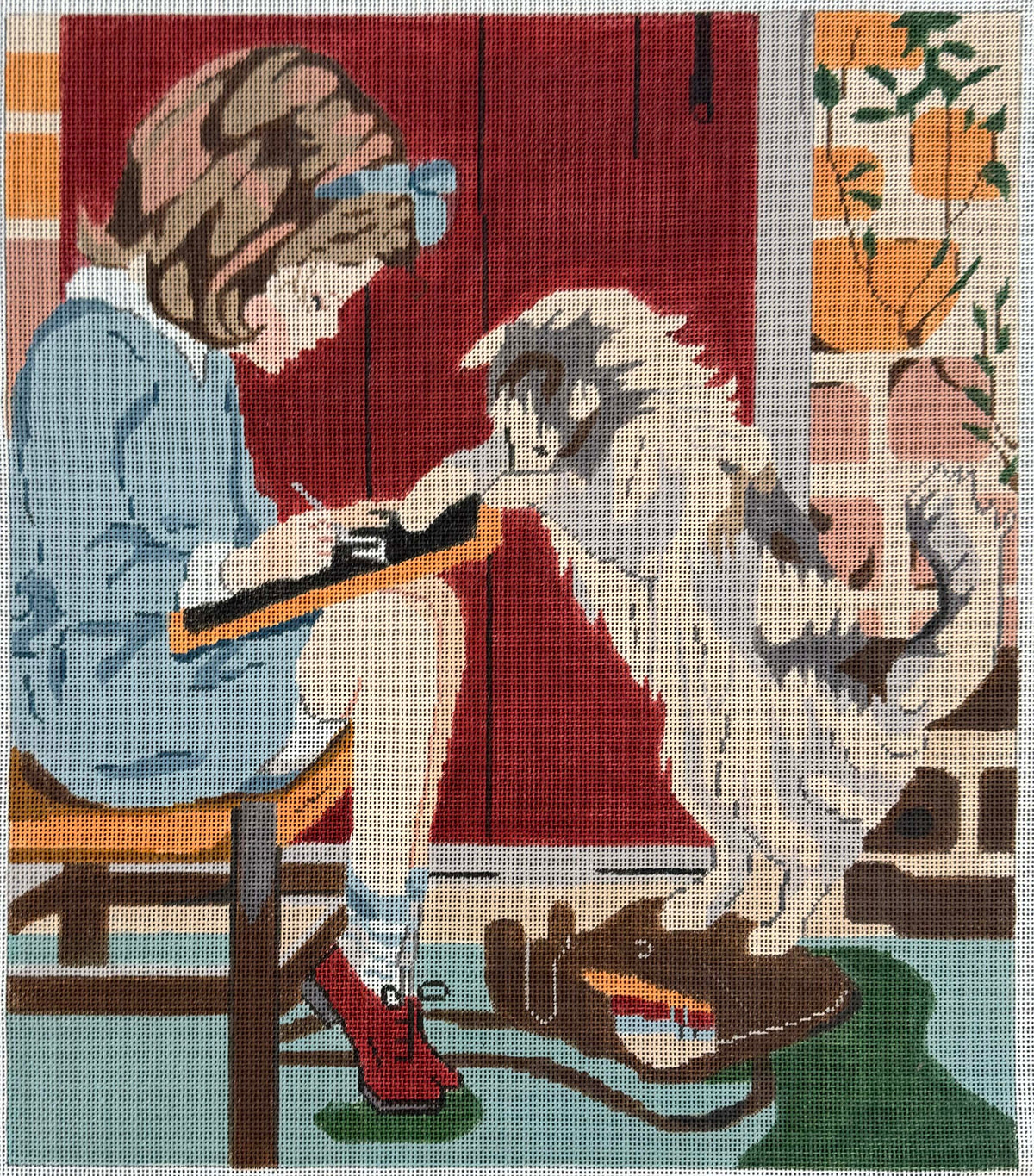 Vintage Aviva Canvas - A Girl and A Cat
