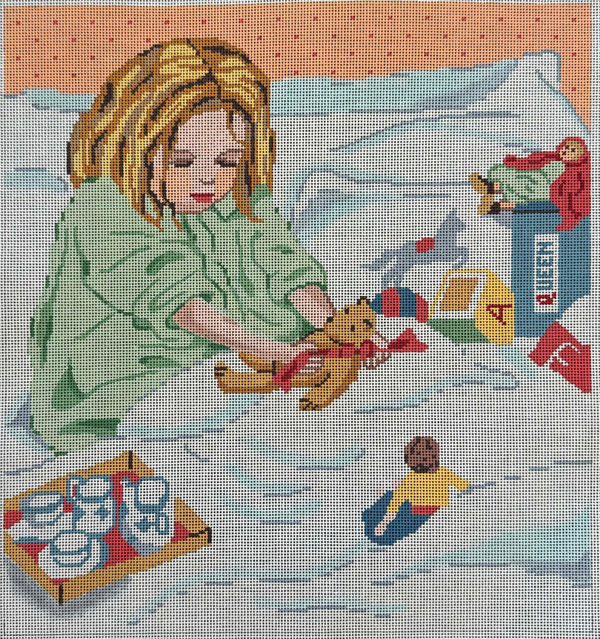 Vintage Aviva Canvas - Girl Playing with Toys