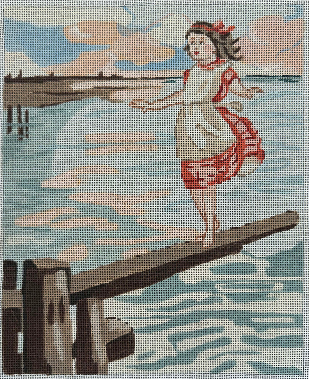 Vintage Aviva Canvas - Girl on the Dock