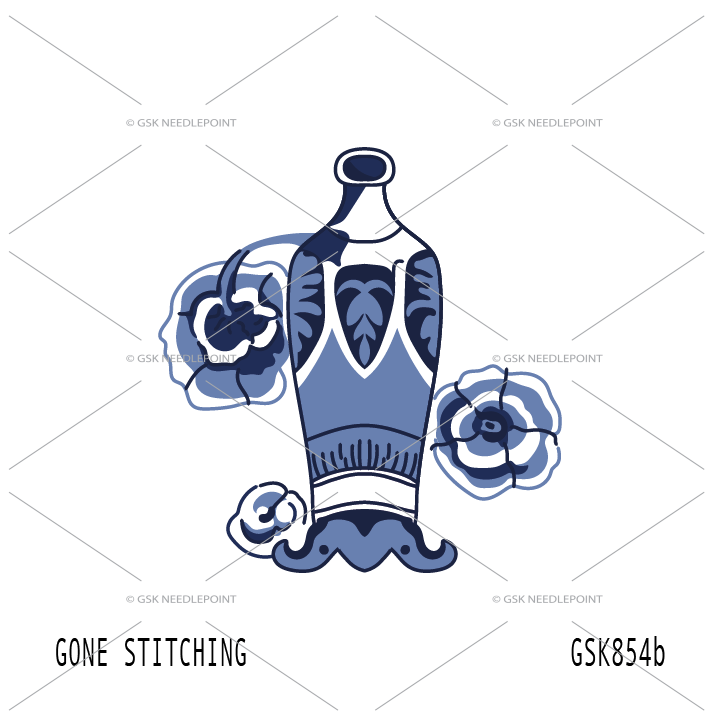 Blue and White Vase with Flowers