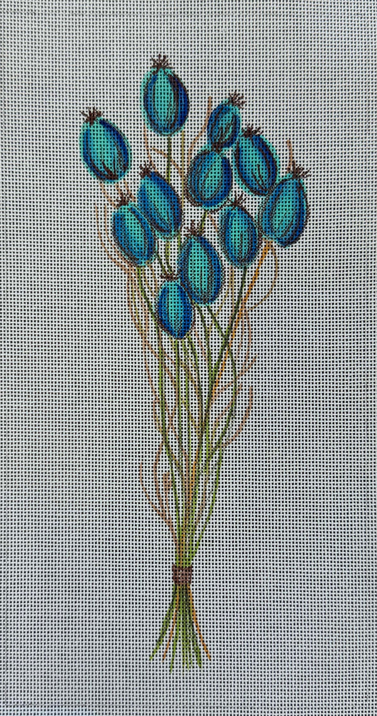 Vintage Canvas - Dried Nigella on Gray Canvas