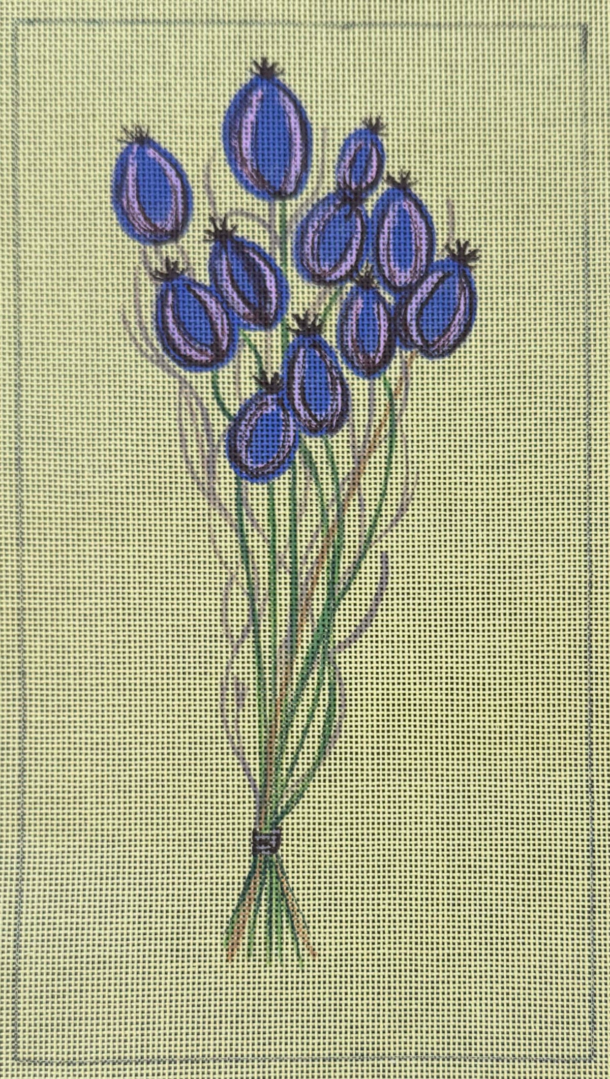 Vintage Canvas - Dried Nigella on Yellow