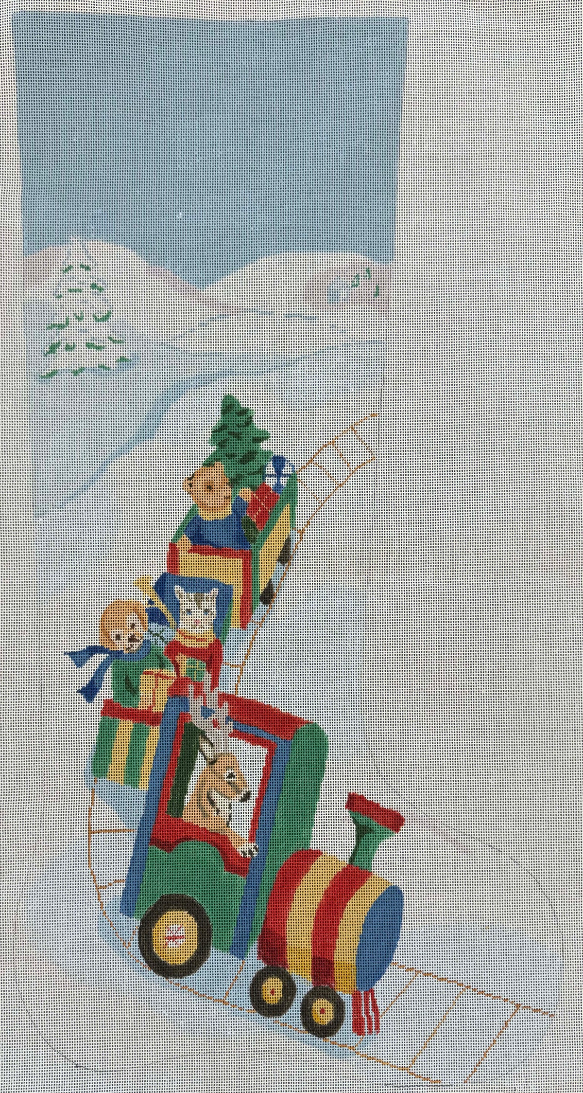 Vintage Canvas - Train Stocking