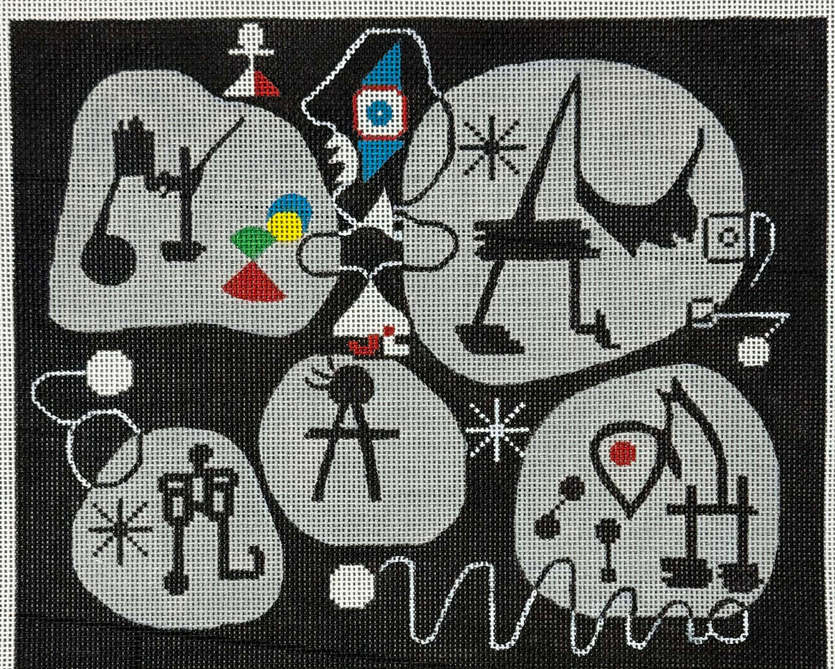 Adaption of Woman Listening to Music by Joan Miro