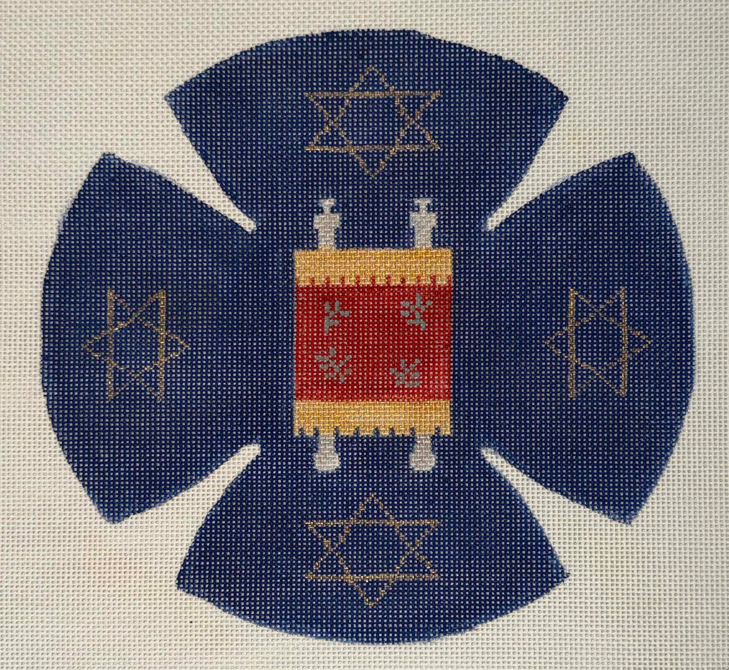 Blue Torah and Stars Kippa