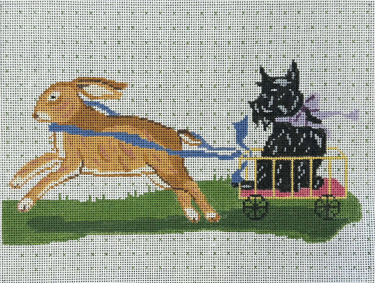 Rabbit and Dog with a Cart