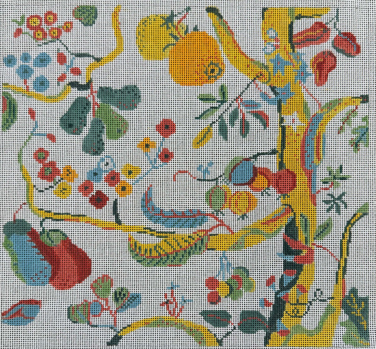 Vintage Canvas - Floral Pillow with Fruit