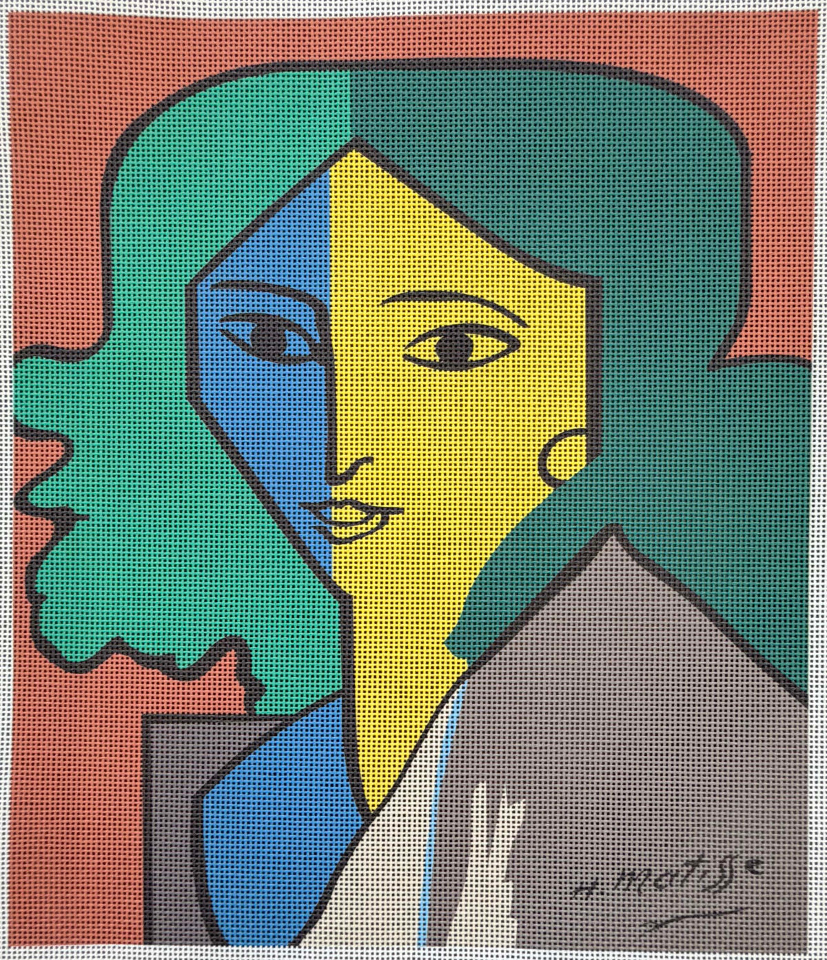 Art Reproduction of Blue Green and Yellow Portrait by Matisse Small - UV Printed