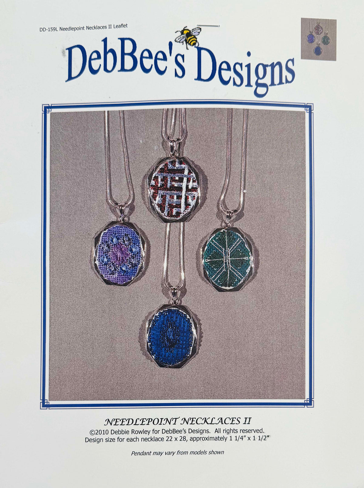 Needlepoint Necklaces II Stitch Guide by DebBee's Designs