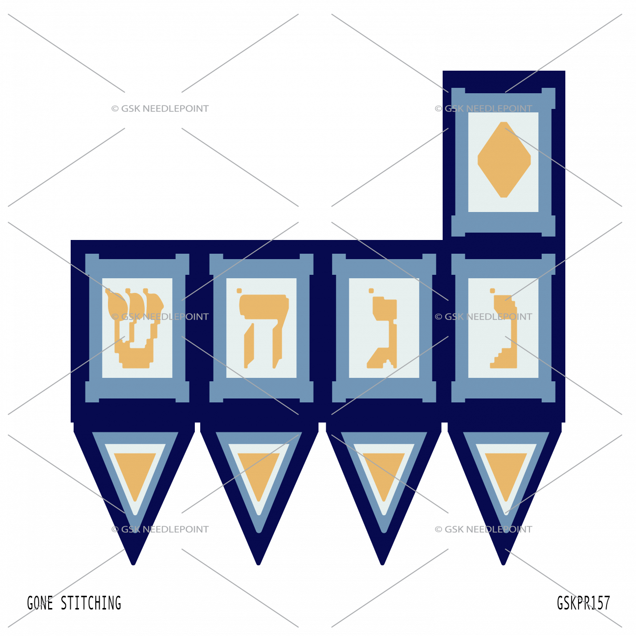 3D Blue Dreidel hand painted