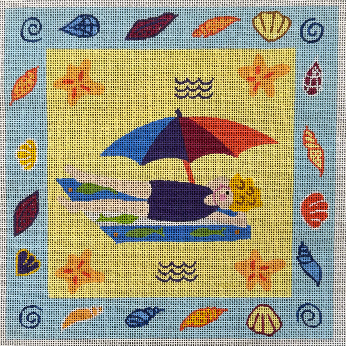 Vintage Canvas - Sunning at the Beach
