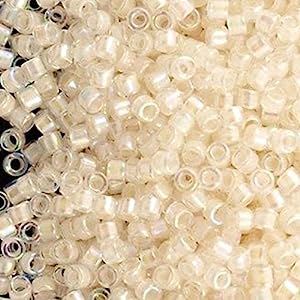 Delica Bead Lined White Ab DB066