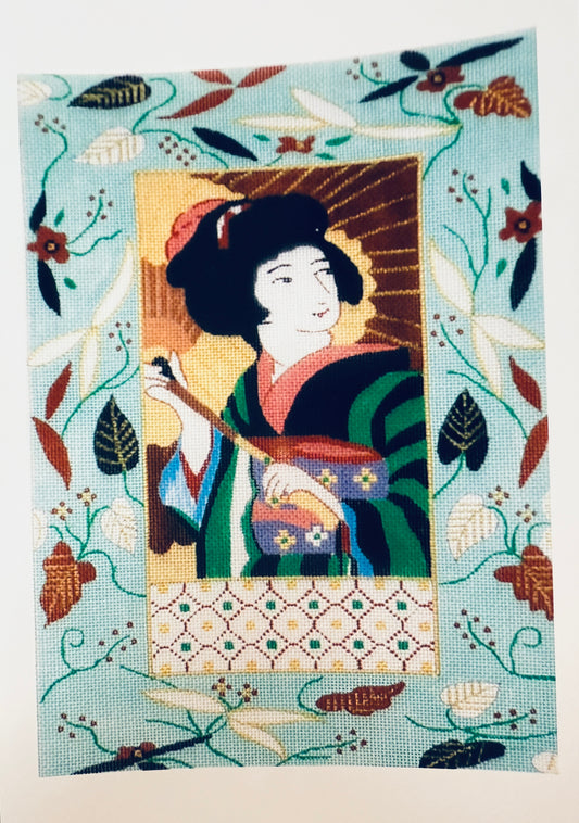 Geisha in a leaf frame GS1115
