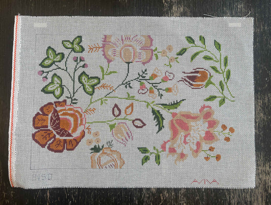Vintage Aviva Canvas - Orange Flowers #1