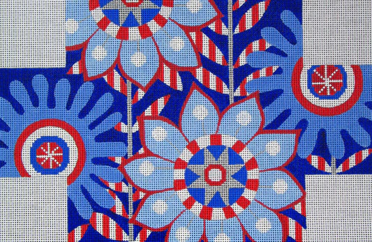 Red White Blue Floral Brick Cover