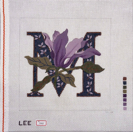 Purple Florals Initial M by Lee’s Needlearts
