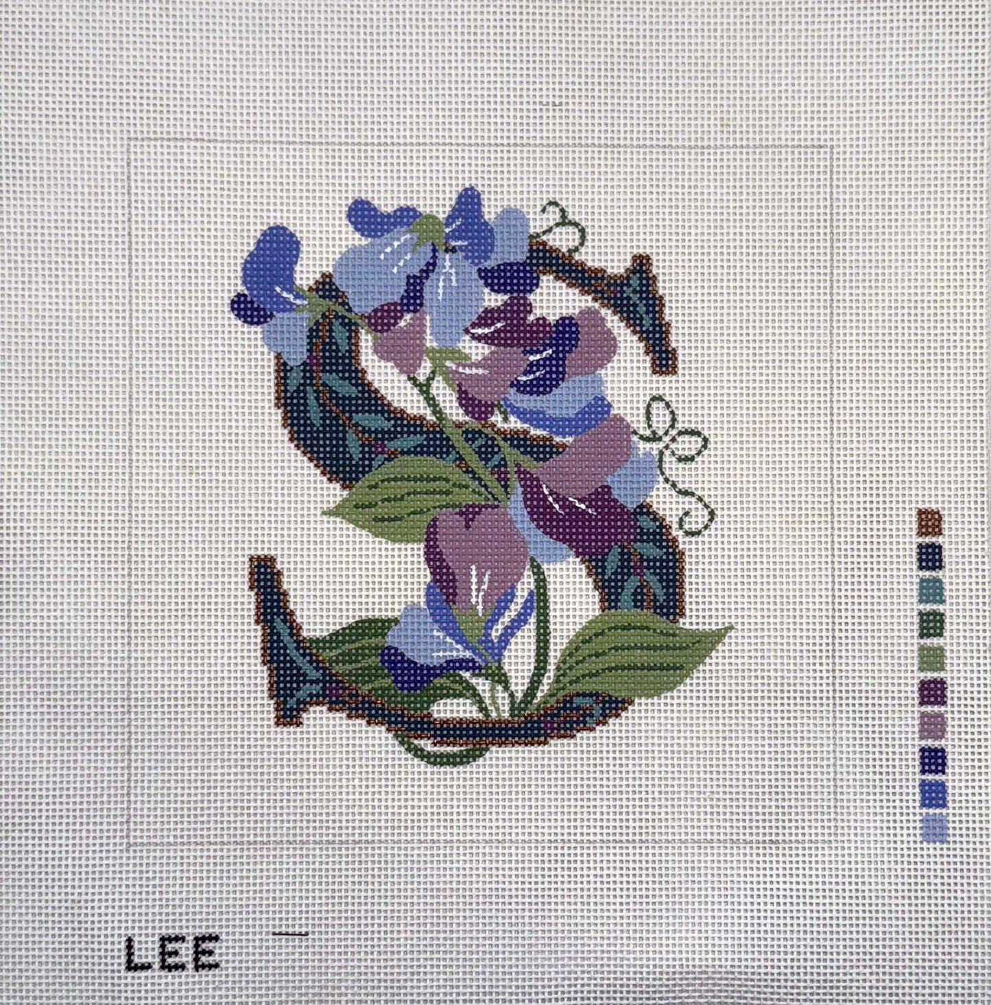 Purple Florals Initial S by Lee’s Needlearts