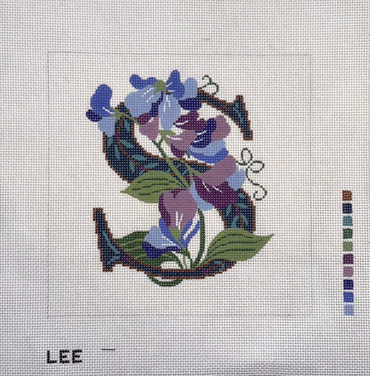 Purple Florals Initial S by Lee’s Needlearts