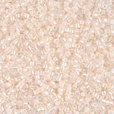 Delica Beads size 11 Pale Peach Lined Crystal AB DB052