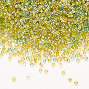Delica Beads Lined Amber / Peridot Mix DB983