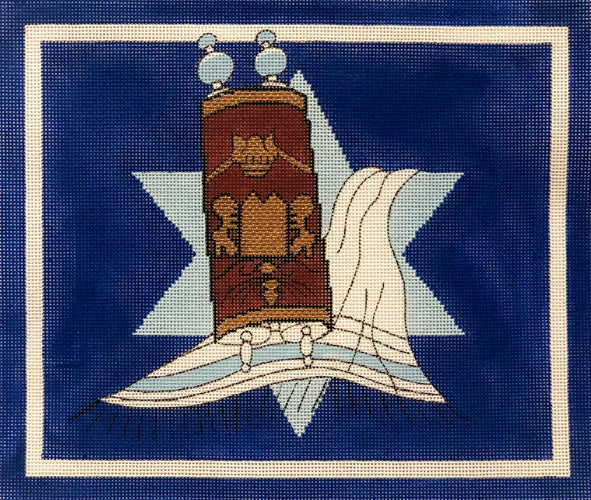 Torah and Star on Navy Tallit
