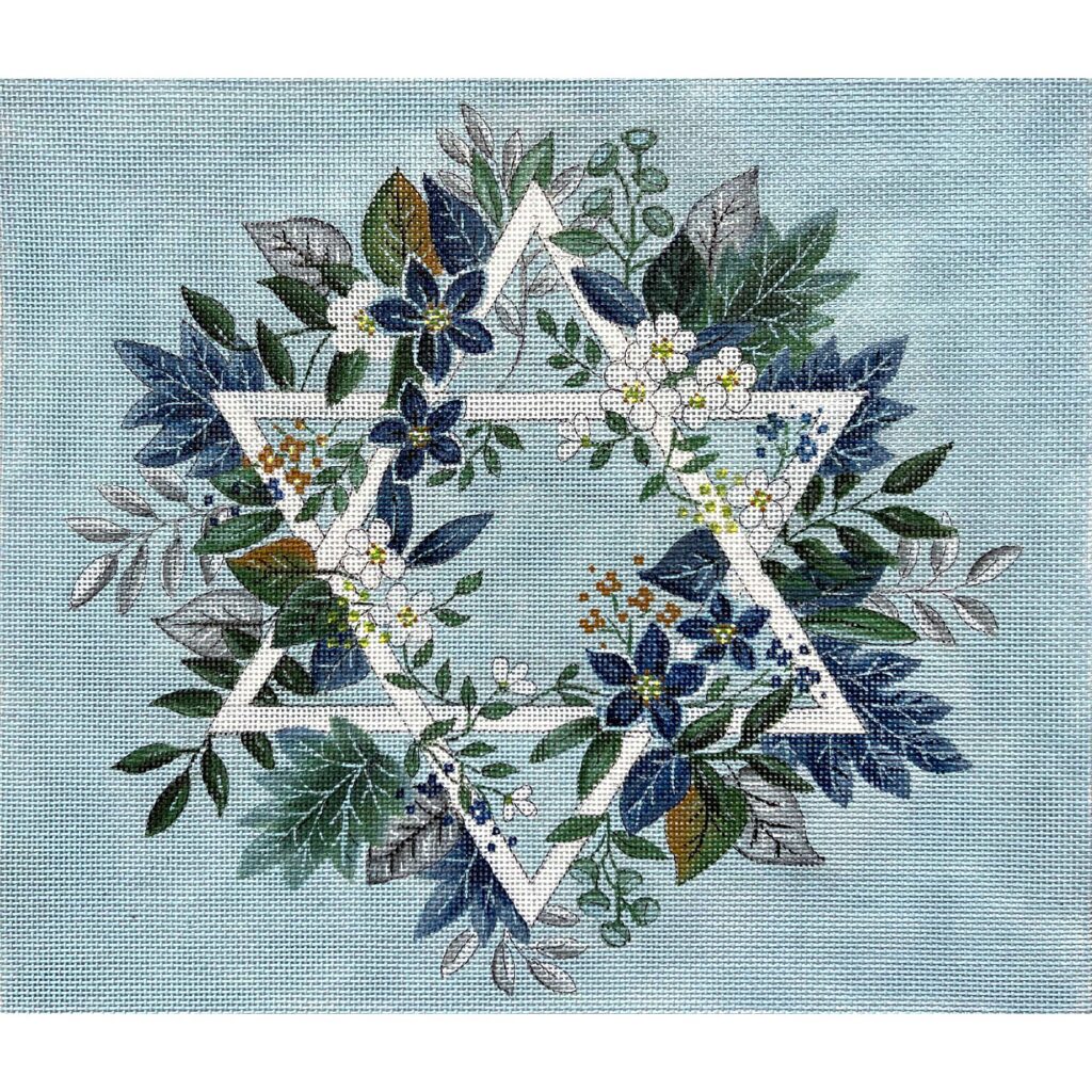 Blue Floral Star of David Tallit