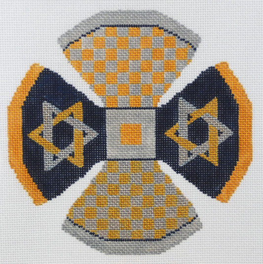 Silver and Gold Star Kippa