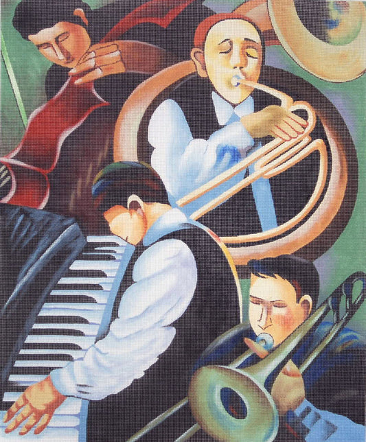 Musicians playing instruments.