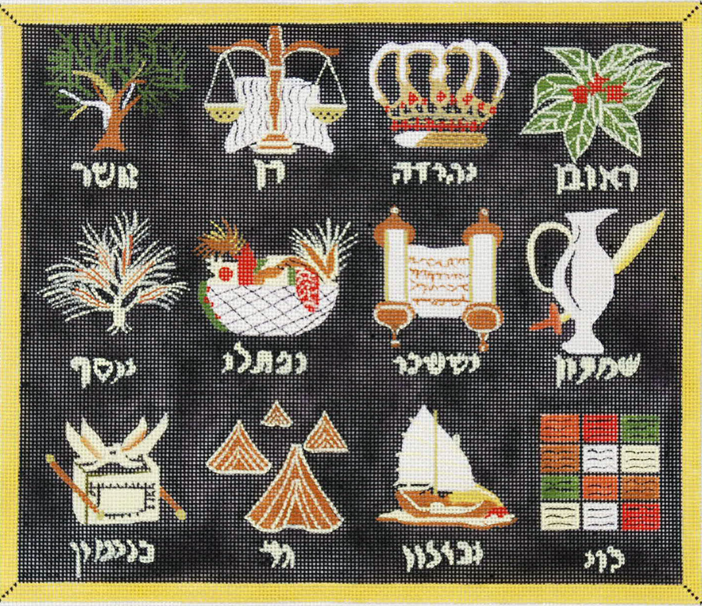 Twelve Tribes Tallit on black