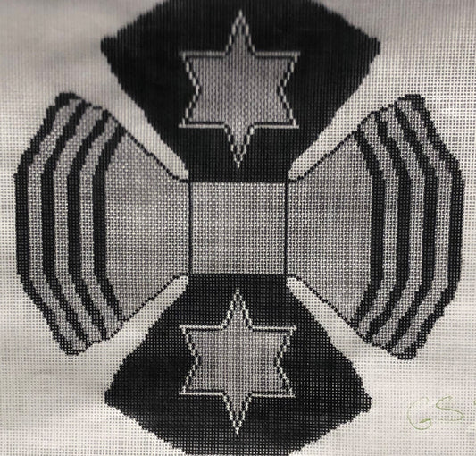 Black white stars kippa