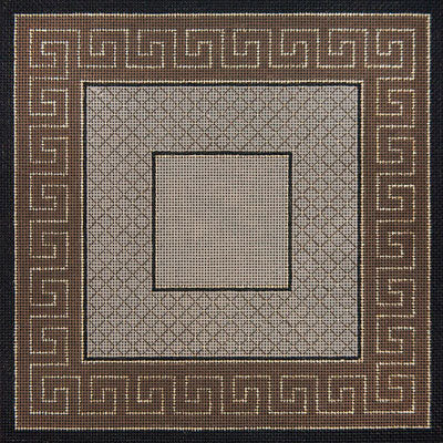 Taupe-Grey Greek Key and Diamonds Tefillin