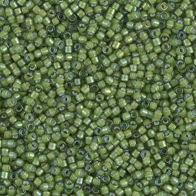 Delica Beads White Lined Light Green AB DB1786