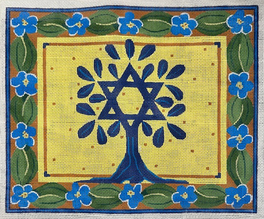 Tree of Life Tallit with green leaves