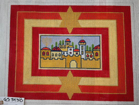 Red Jerusalem Tallit and another in Blue
