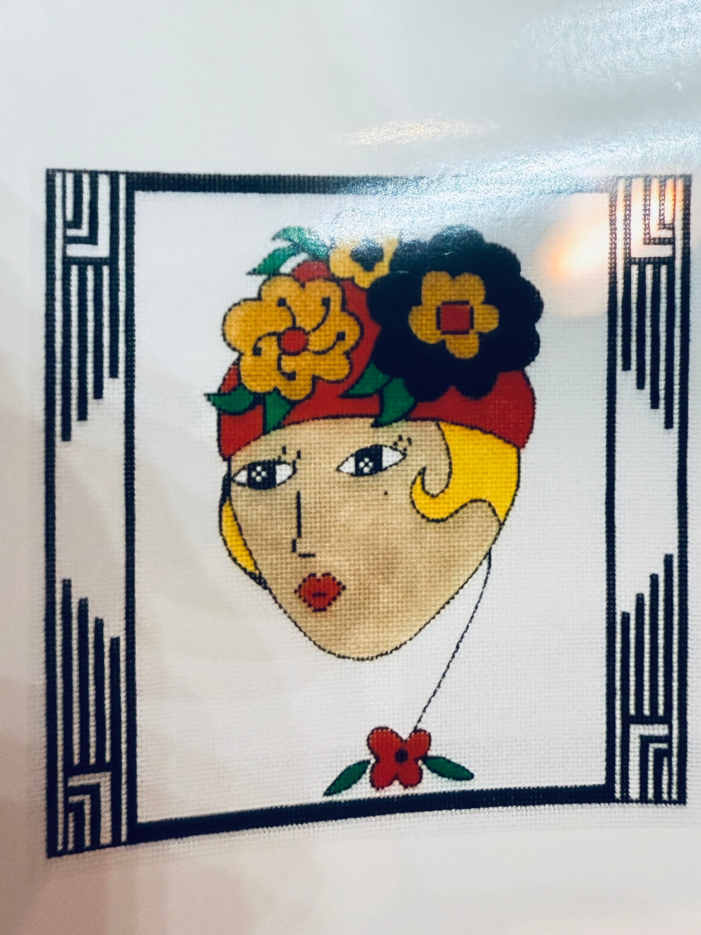 Black Floral Hat Canvas