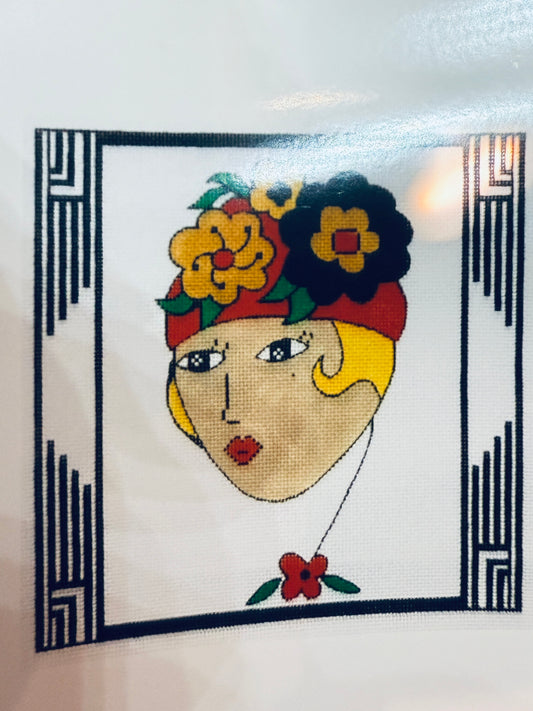 Blond with Floral Hat