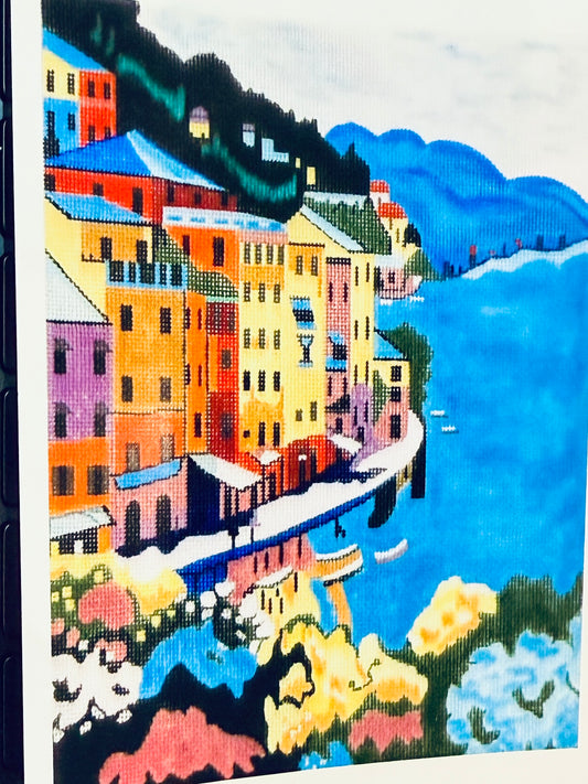 Town by the Sea - Handpainted